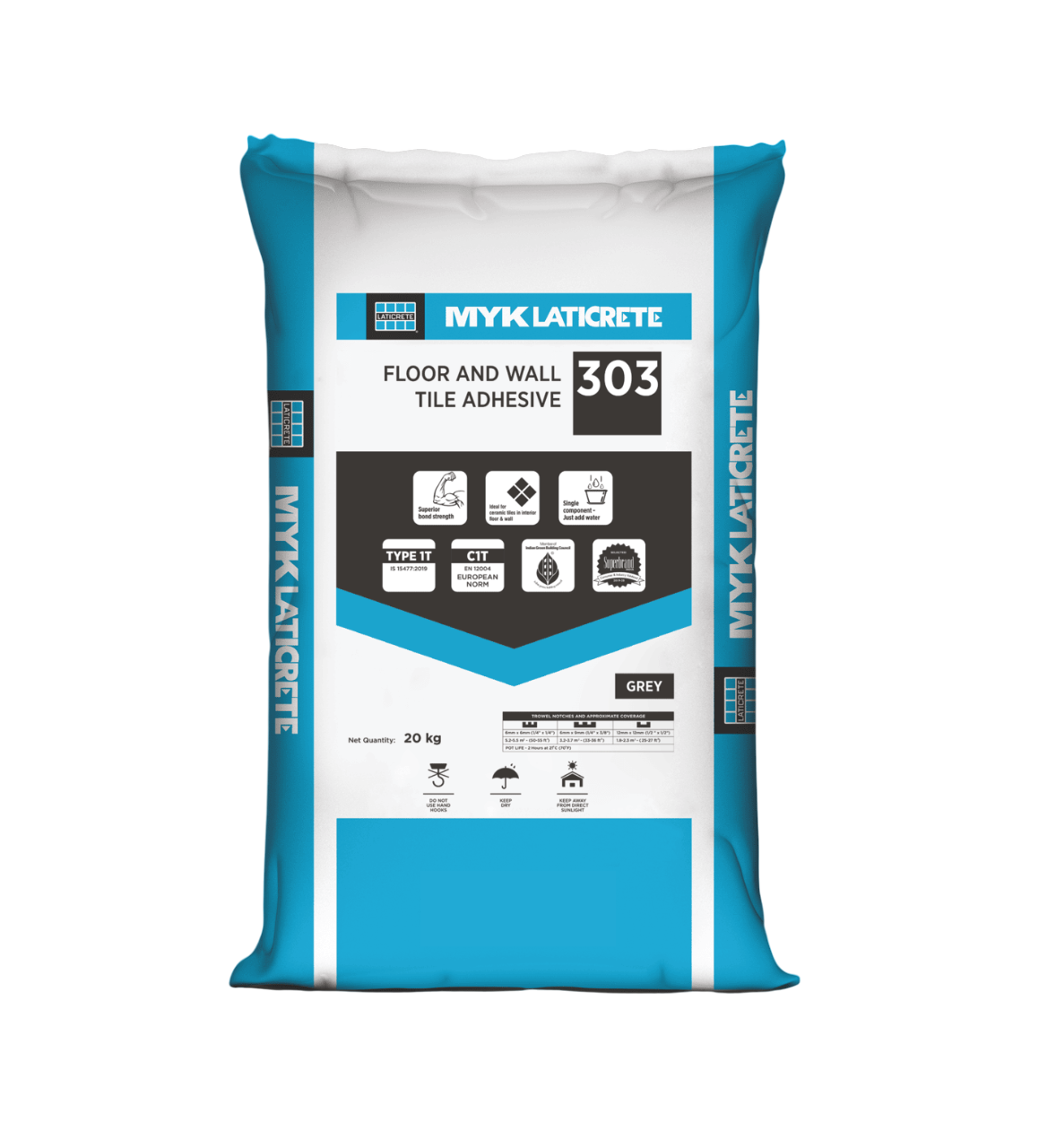 MYK Laticrete 303 Tile Adhesive, Grey, 30 Kg Bag